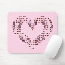 Tapis De Souris Coeur de code binaire