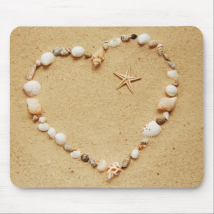 Tapis De Souris Coeur de coquillage avec des étoiles de mer