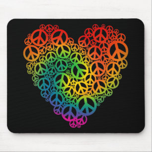 Tapis De Souris Coeur de paix d'arc-en-ciel
