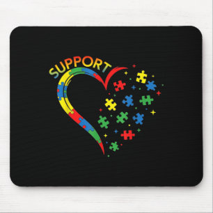 Tapis De Souris Cœur de puzzle de soutien à l'autisme Neurodiversi