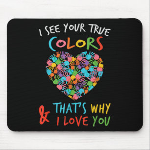 Tapis De Souris Coeur Des Mains Je Vois Vos Véritables Couleurs C'