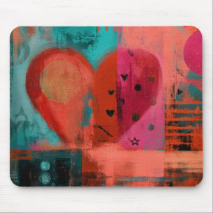 Tapis De Souris Cœur divisé Saint-Valentin rouge rose graffiti