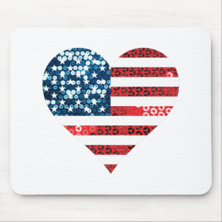 Tapis De Souris coeur du drapeau américain