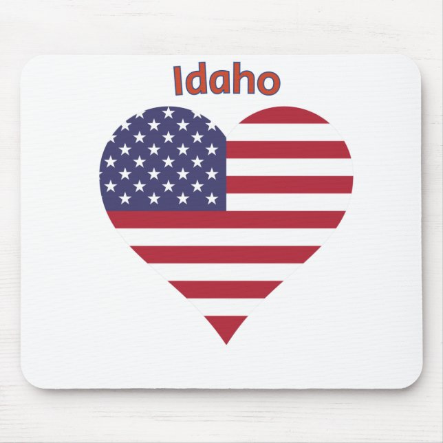 Tapis De Souris Coeur du drapeau américain de l'Idaho (Devant)