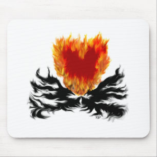 Tapis De Souris Coeur en flammes
