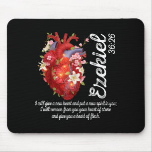 Tapis De Souris Cœur floral minimal Ézéchiel 36 26