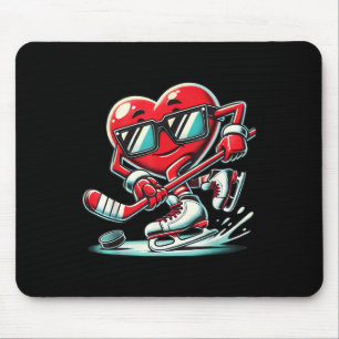 Tapis De Souris Coeur mignon Jouer de hockey sur glace Valentines 