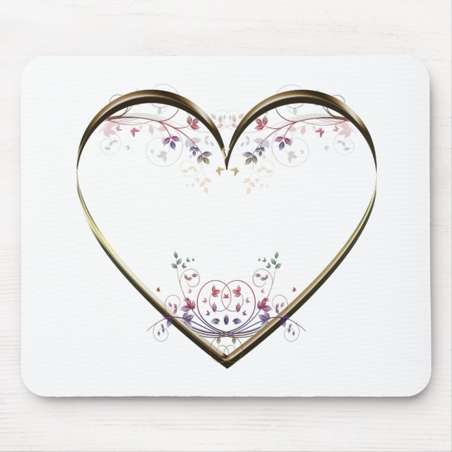 Tapis De Souris Coeur n Fleurs personnalisées (Devant)