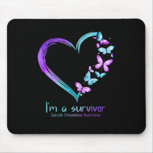 Tapis De Souris Coeur papillon Je suis un survivant Prévention du 