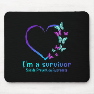 Tapis De Souris Coeur papillon Je suis un survivant Prévention du