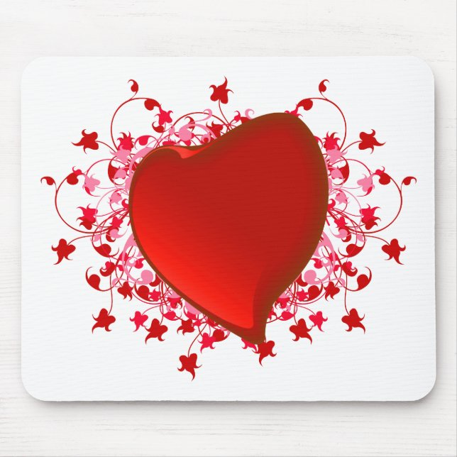 Tapis De Souris Coeur rouge brillant (Devant)