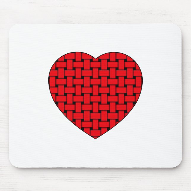 Tapis De Souris Coeur rouge tressé (Devant)