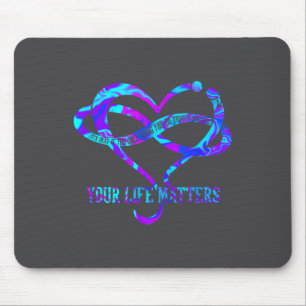 Tapis De Souris Cœur Tie Dye Votre Vie S Prévention du Suicide Con