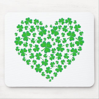 Tapis De Souris Coeur vert irlandais de shamrock