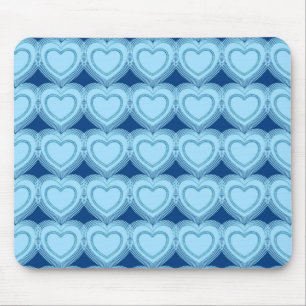 Tapis De Souris Cœurs Abstraits Modernes - Bleu Ciel et Cobalt