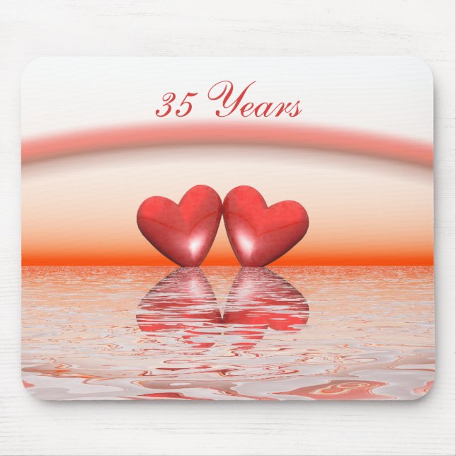 Tapis De Souris Coeurs coralliens du 35e anniversaire (Devant)