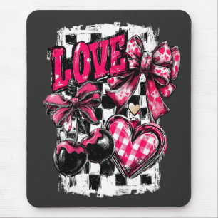Tapis De Souris Cœurs d'amour et cerises en nœud papillon de la Sa