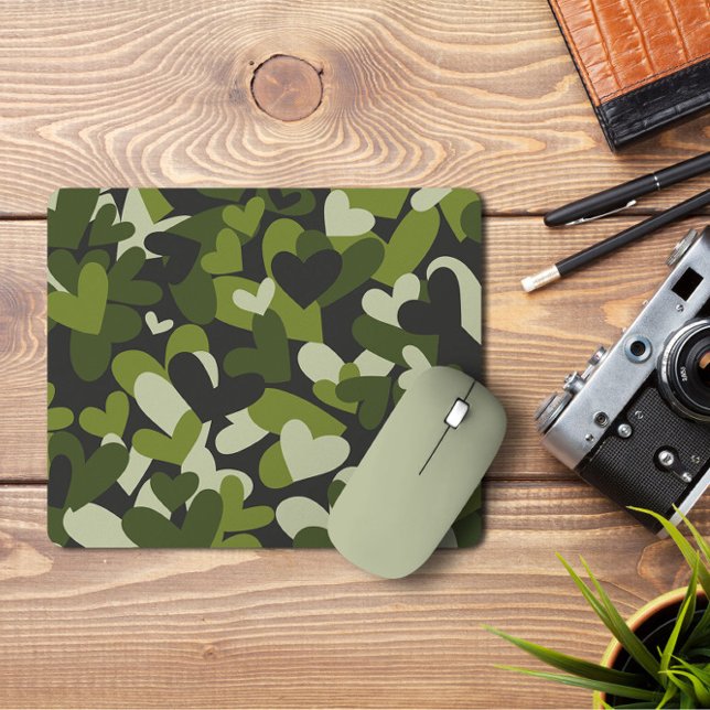 Tapis De Souris Coeurs de camo vert | Camo Hearts Mousepad (Créateur téléchargé)