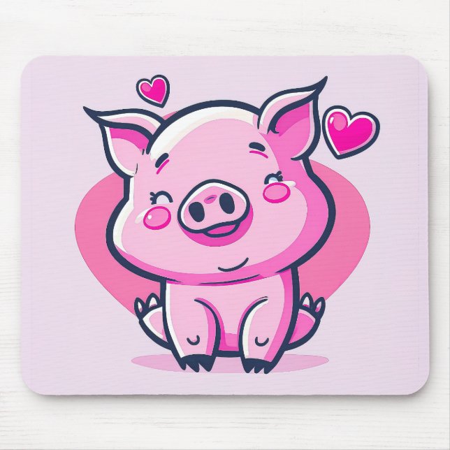 Tapis De Souris Coeurs de cochon rose joyeux Valentine Inspiré | (Devant)