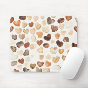 Tapis De Souris Cœurs de haricots de café pêche marron crème