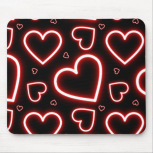 Tapis De Souris Coeurs de néon rouge V-Jour