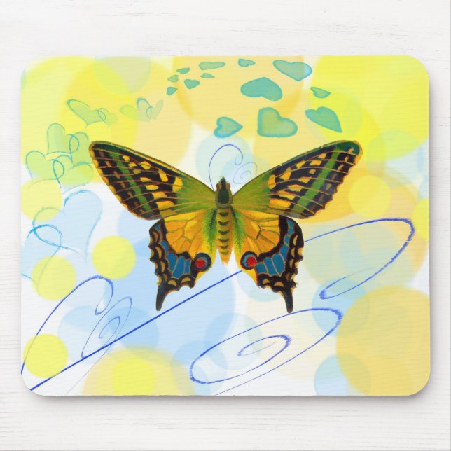 Tapis De Souris Coeurs de papillons Mousepad (Devant)