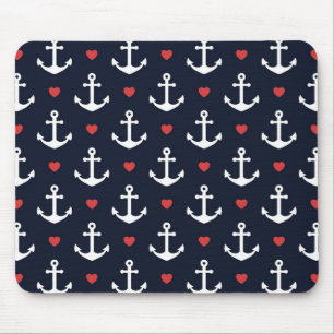 Tapis De Souris Coeurs et motif d'Ancres
