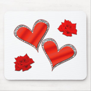Tapis De Souris Coeurs et Rose