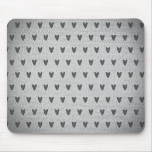 Tapis De Souris Cœurs fantaisistes toile de jute grise maison de f