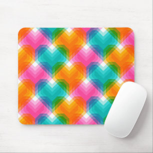Tapis De Souris Coeurs géométriques en couleurs psychédéliques (1)