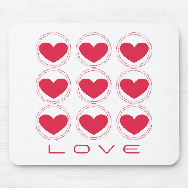 Tapis De Souris Coeurs Humides Amour Mousepad, Rose foncé (Devant)