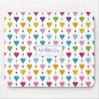 Tapis De Souris Coeurs mignons et colorés en continu Motif Monogra