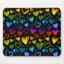 Coeurs néon Mousepad
