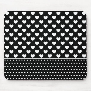 Tapis De Souris Coeurs Noirs Et Blancs Élégants