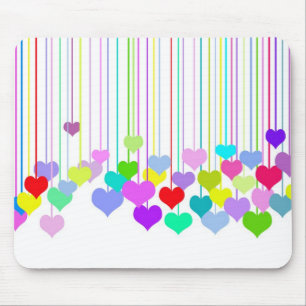 Tapis De Souris Coeurs pendants sur blanc