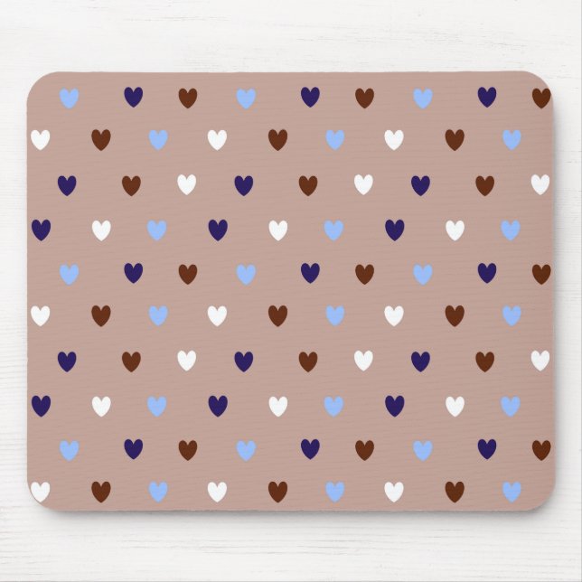 Tapis De Souris Coeurs Polka sur brun pâle (Devant)
