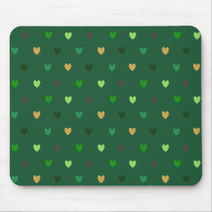 Tapis De Souris Cœurs polka sur vert forêt