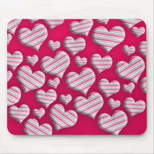 Tapis De Souris Coeurs rayés Hot rose Fun Motif Epic Design