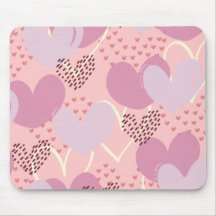 Tapis de souris coeurs rose bonbon, rouge, beige