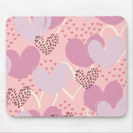 Tapis de souris coeurs rose bonbon, rouge, beige