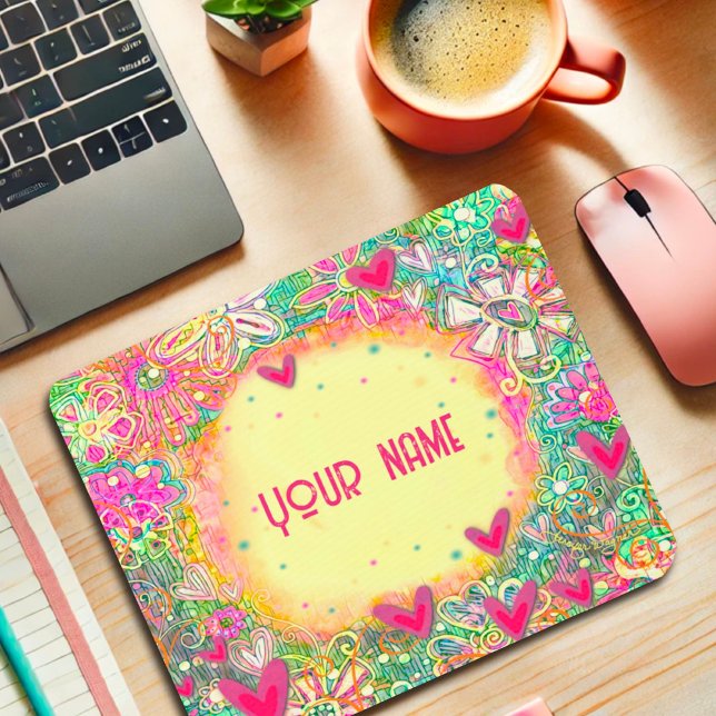Tapis De Souris Coeurs roses Inspirété personnalisée Mousepad (Créateur téléchargé)