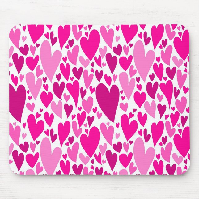 Tapis De Souris Coeurs roses super et romantiques Saint-Valentin (Devant)