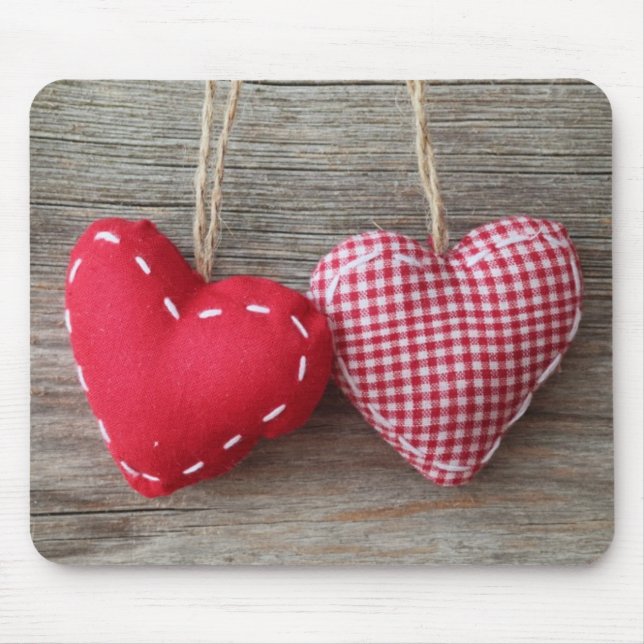 Tapis De Souris Coeurs rouges sur le tableau en bois 2 (Devant)