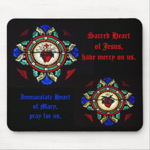 Tapis De Souris Coeurs sacrés de verre souillé Mousep de Jésus 