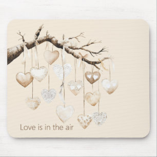 Tapis De Souris Cœurs sur Branche d'Arbre Amour
