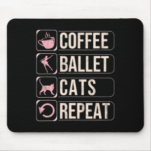 Tapis De Souris Coffee Ballet Chats Répéter Danseuse Dansante Drôl