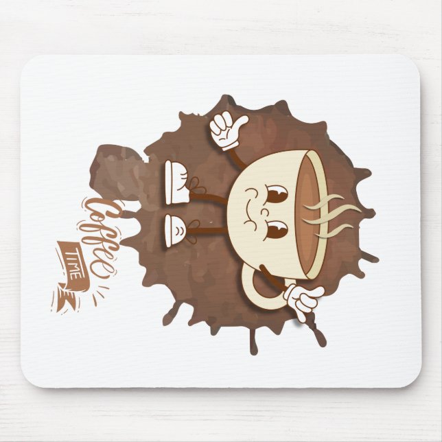 Tapis De Souris **Coffee Time – Cute Smiling Cup Steam  (Devant)