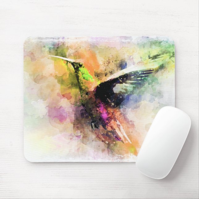 Tapis De Souris Colibri à l'aquarelle  (Avec souris)