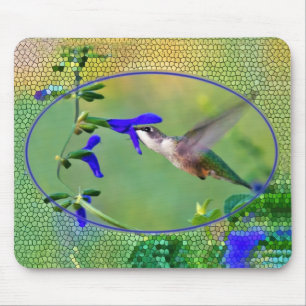 Tapis De Souris Colibri Avec Cadre En Verre Tiré