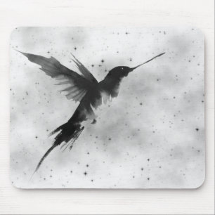 TAPIS DE SOURIS COLIBRI ET ÉTOILES NOIRES